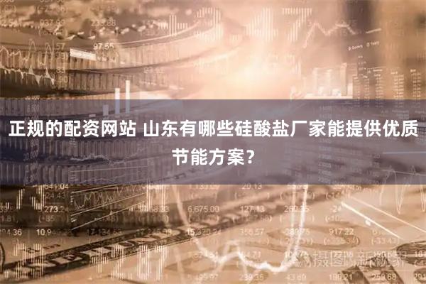 正规的配资网站 山东有哪些硅酸盐厂家能提供优质节能方案？